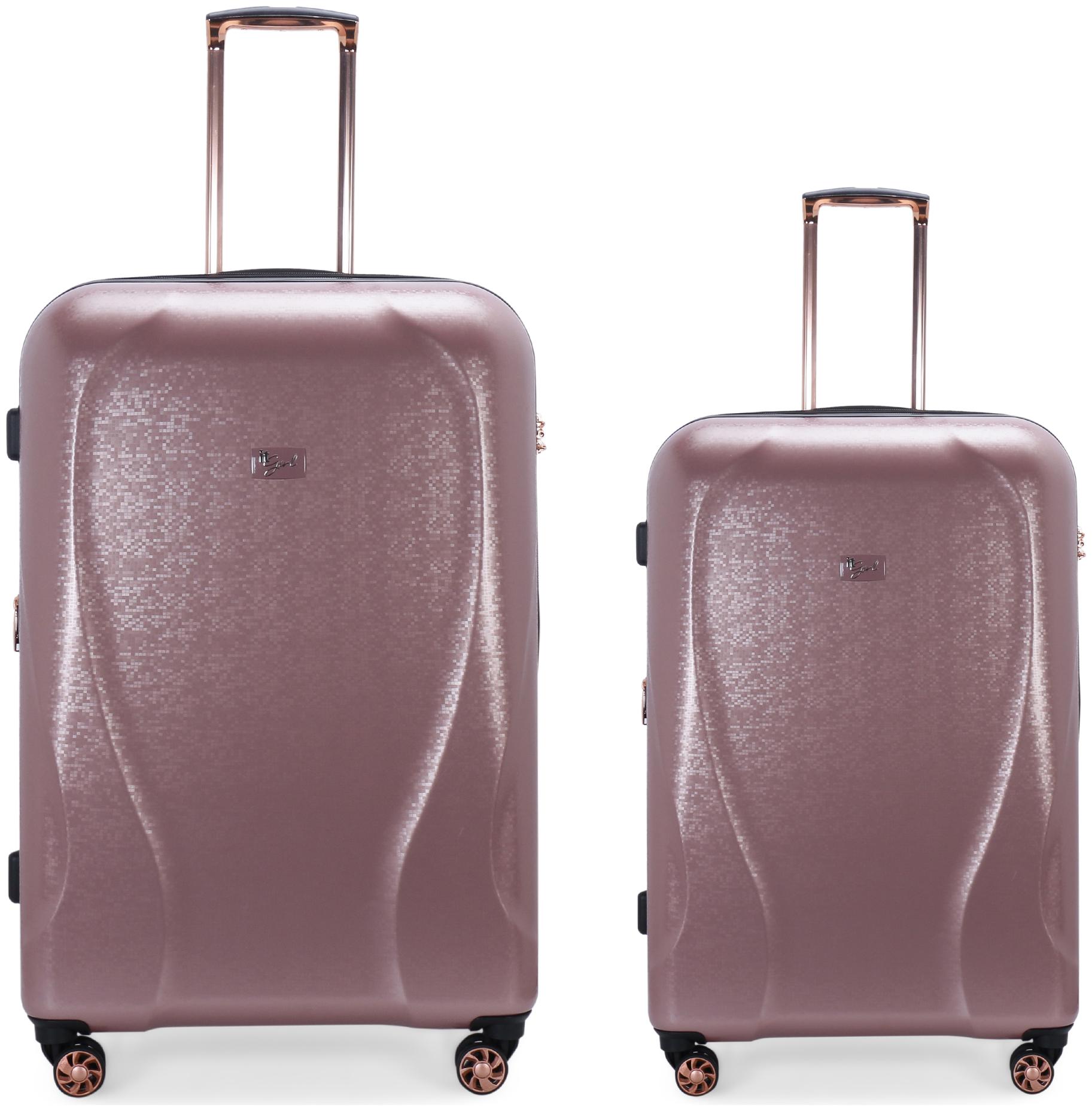 

IT Luggage Sparkle Cabin Medium Size Hard Luggage Bag ( Pink 8 Wheels )