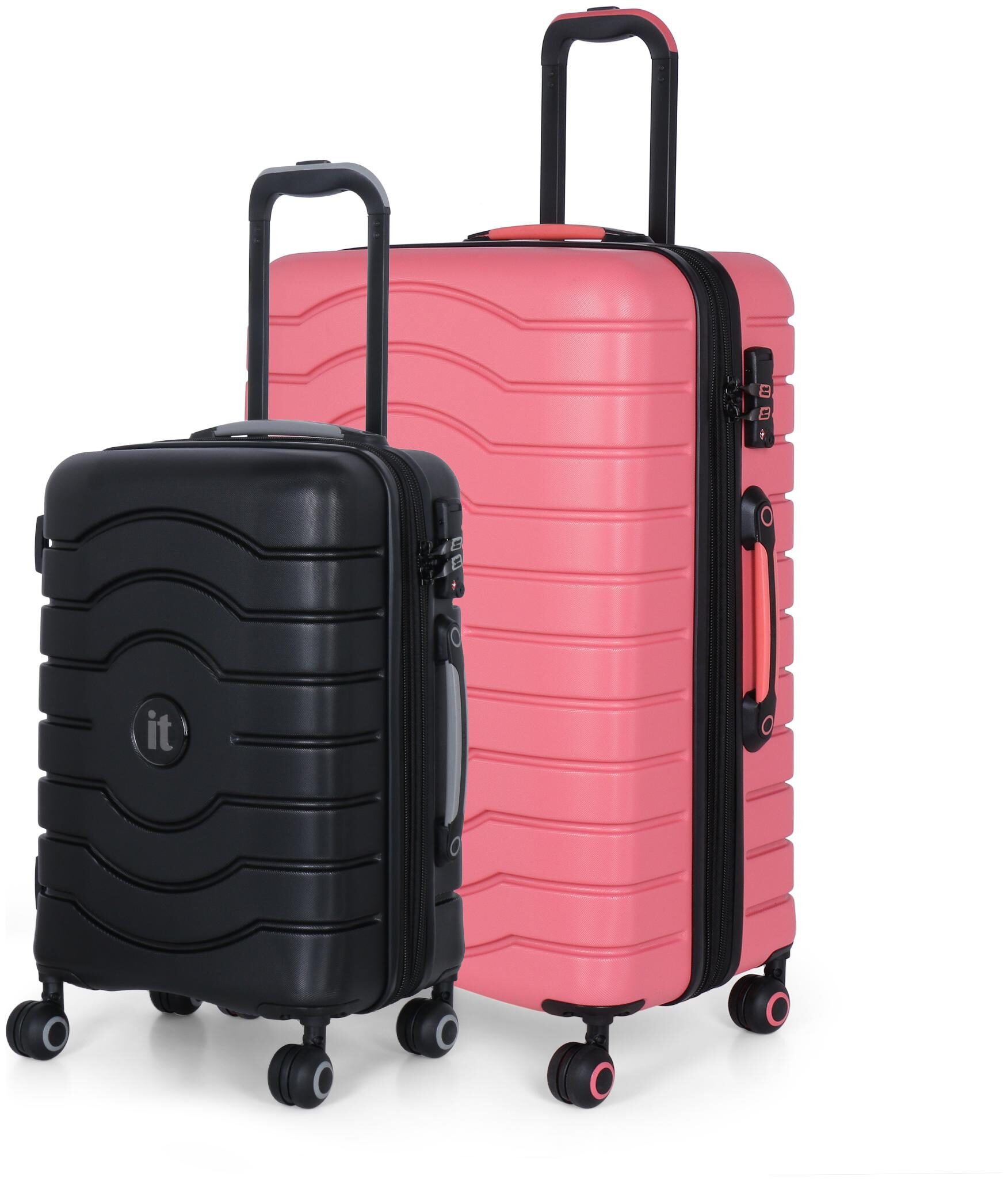 

IT Luggage Cabin Medium Size Hard Luggage Bag ( Black Pink 4 Wheels )