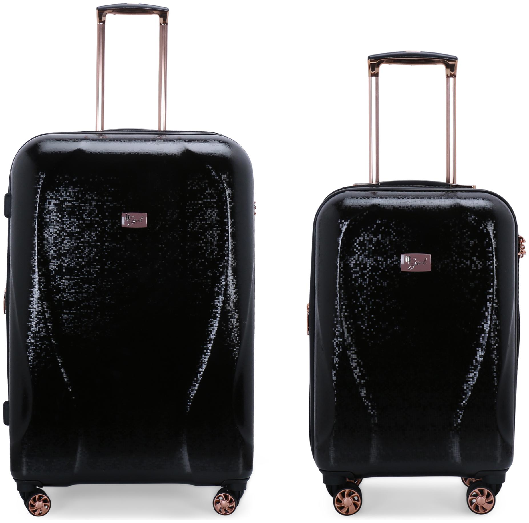 

IT Luggage Sparkle Cabin Medium Size Hard Luggage Bag ( Black 8 Wheels )