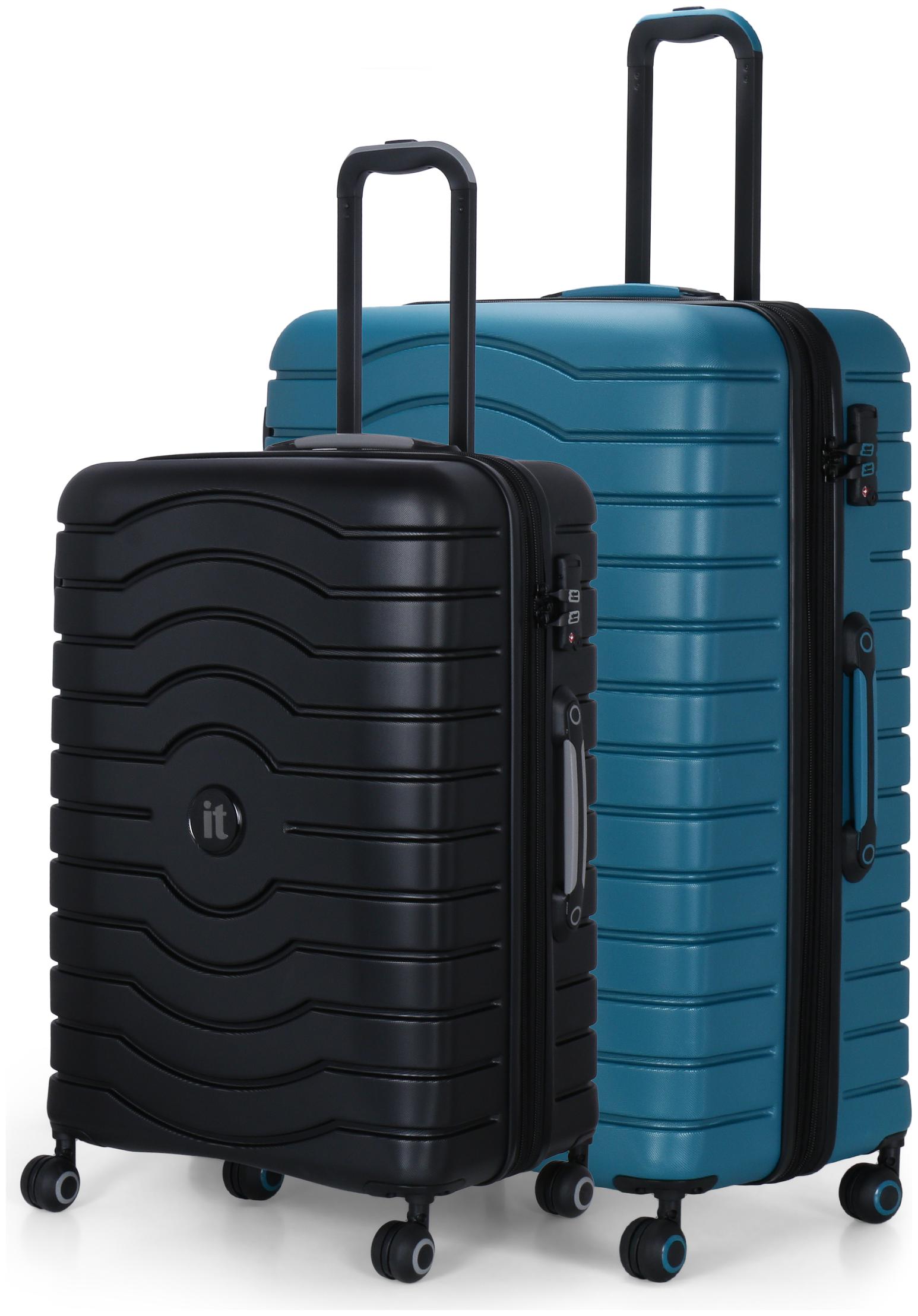 

IT Luggage Medium Large Size Hard Luggage Bag ( Black Blue 4 Wheels )