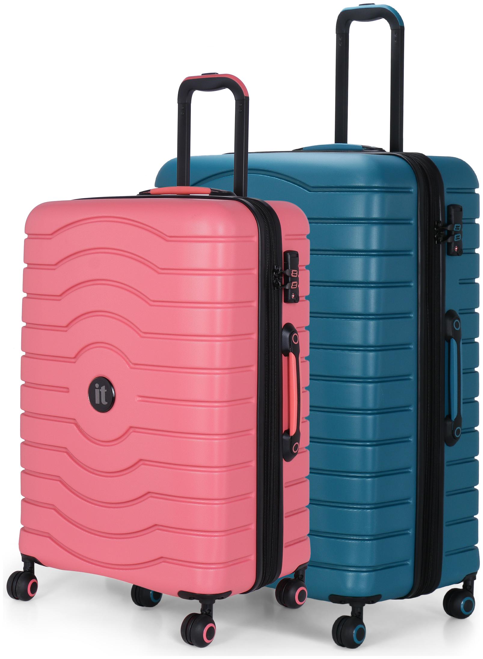 

IT Luggage Medium Large Size Hard Luggage Bag ( Pink Blue 4 Wheels )