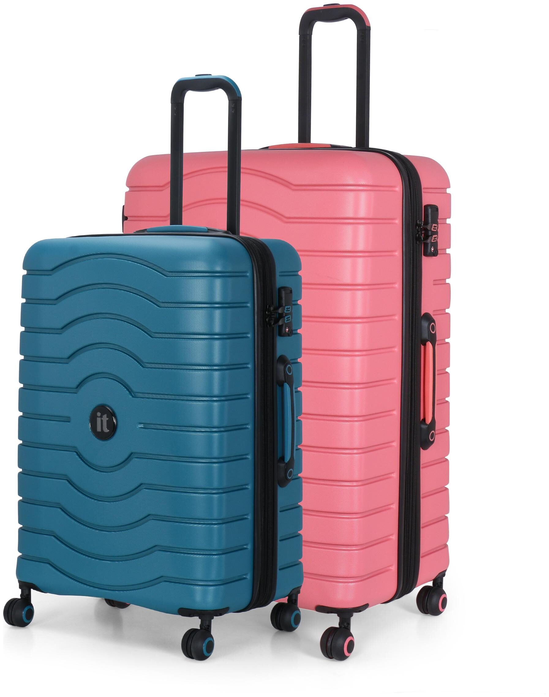 

IT Luggage Medium Large Size Hard Luggage Bag ( Pink Blue 4 Wheels )