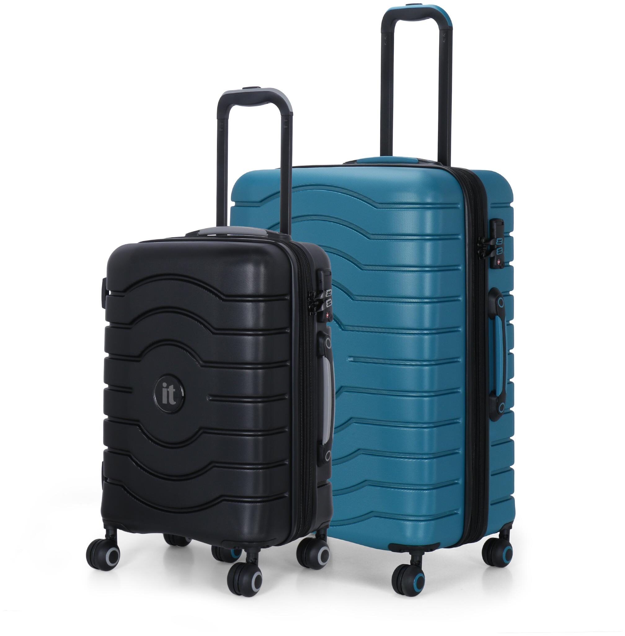 

IT Luggage Cabin Medium Size Hard Luggage Bag ( Black Blue 8 Wheels )