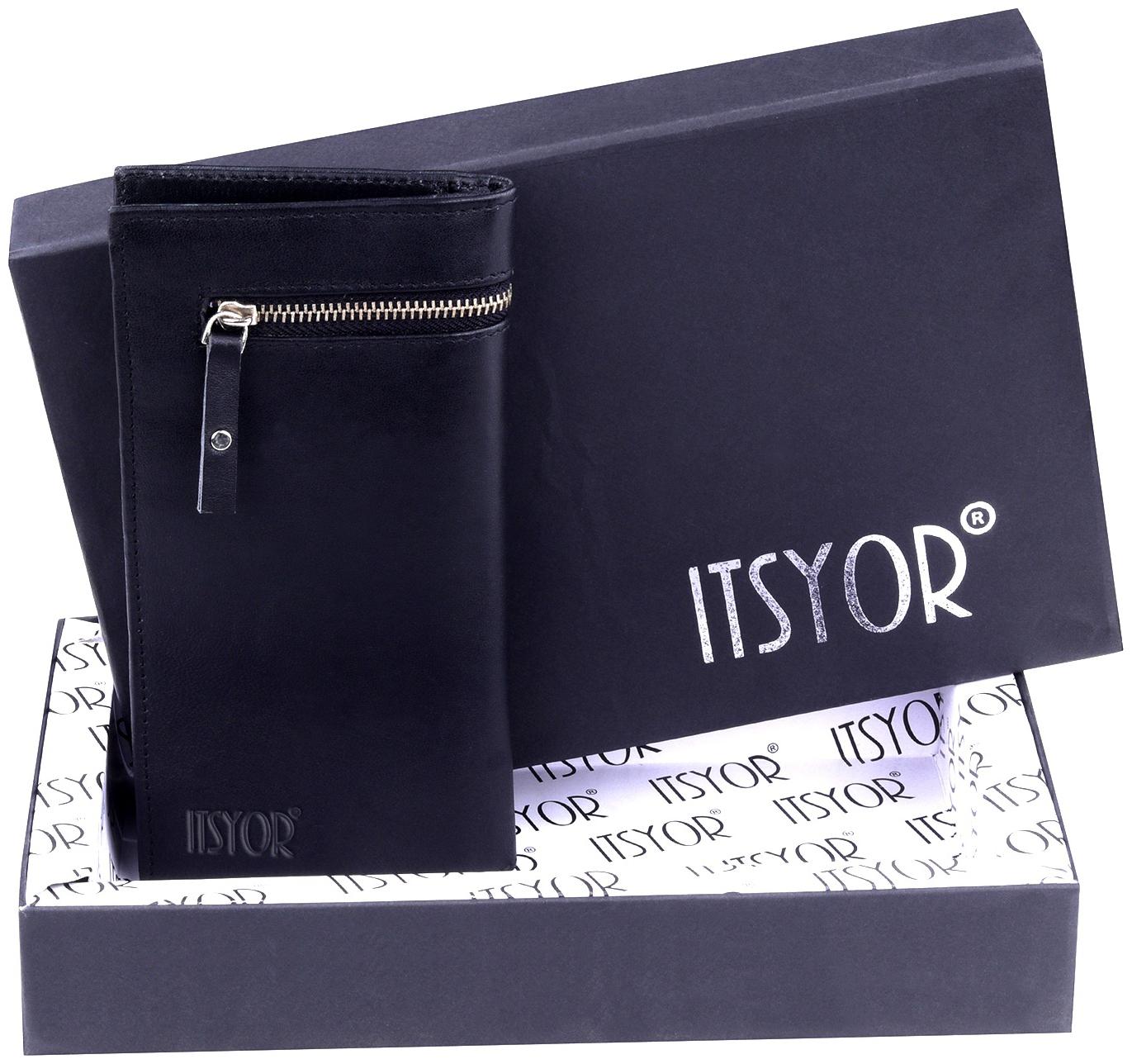 

ITSYOR Women Black Leather Wallet