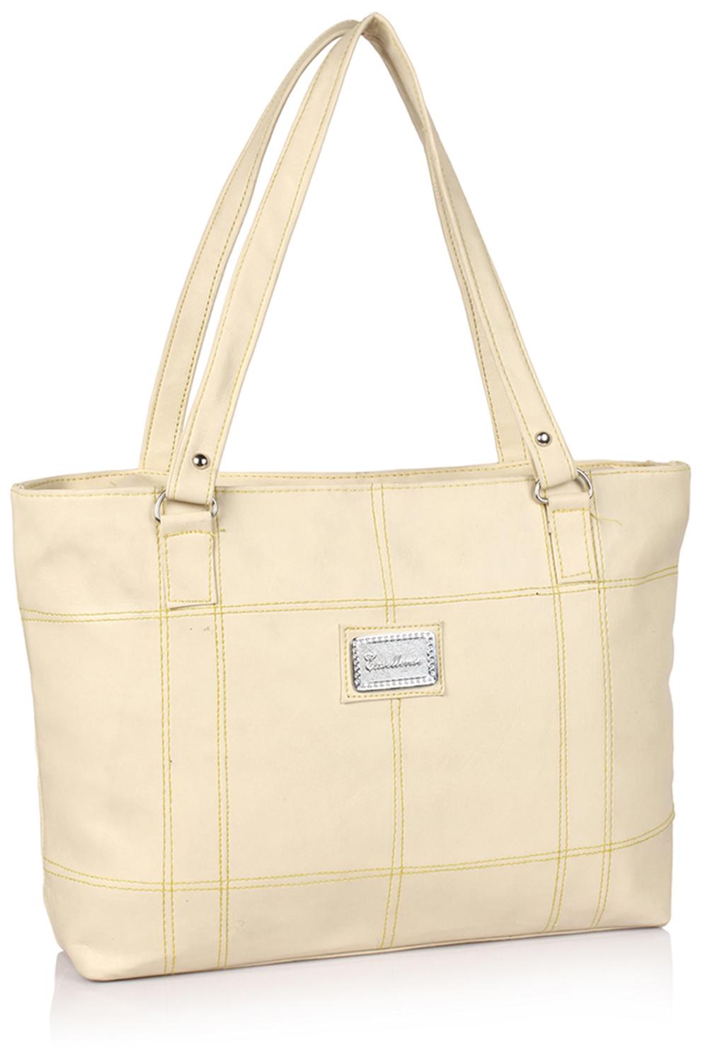 

Jewel Fuel Beige Faux Leather Handheld Bag
