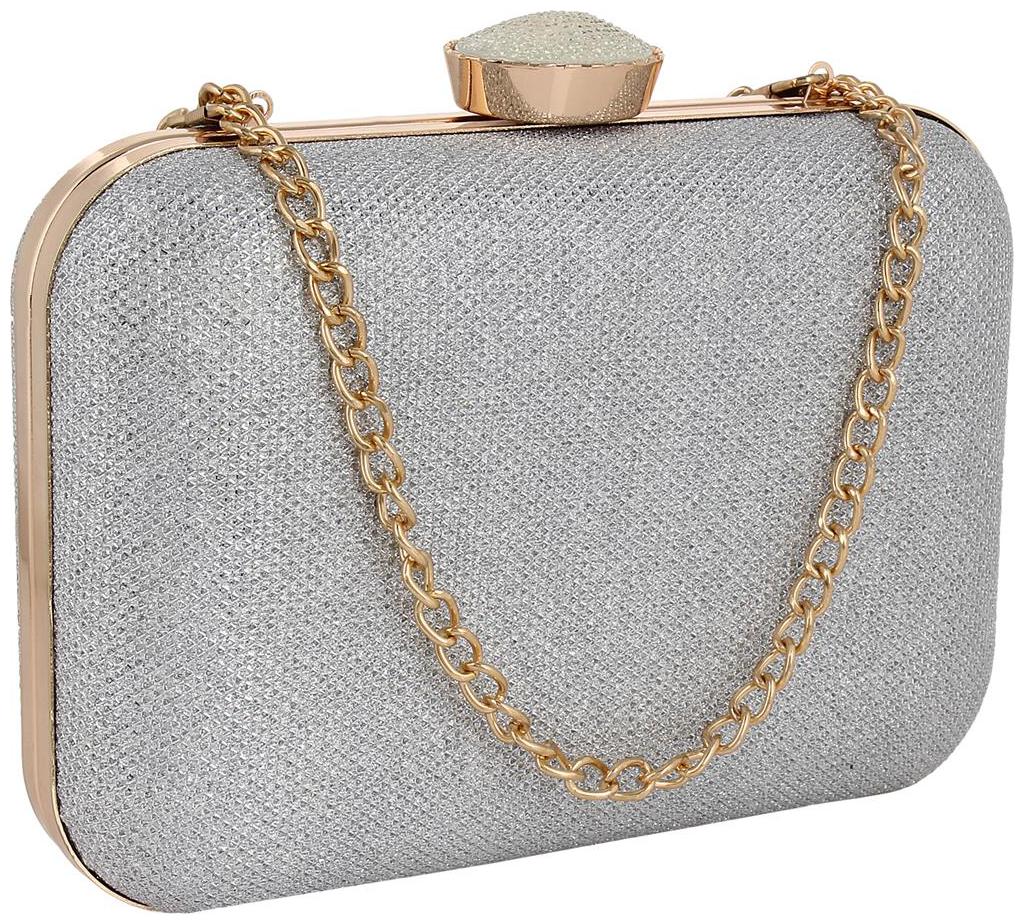 

Jewel Fuel Women Silver Wool Clutch