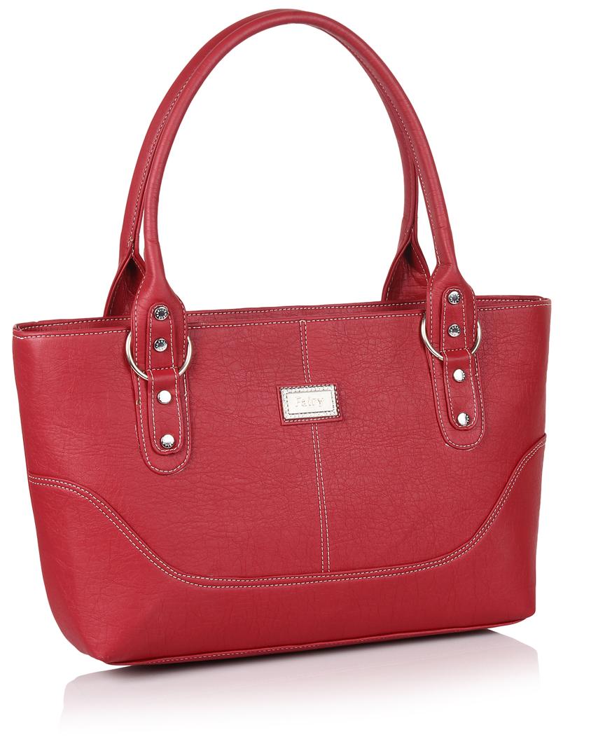 

Jewel Fuel Red Faux Leather Handheld Bag