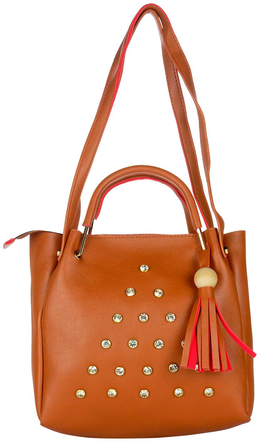 

JGSHOPPE Tan PU Handheld Bag