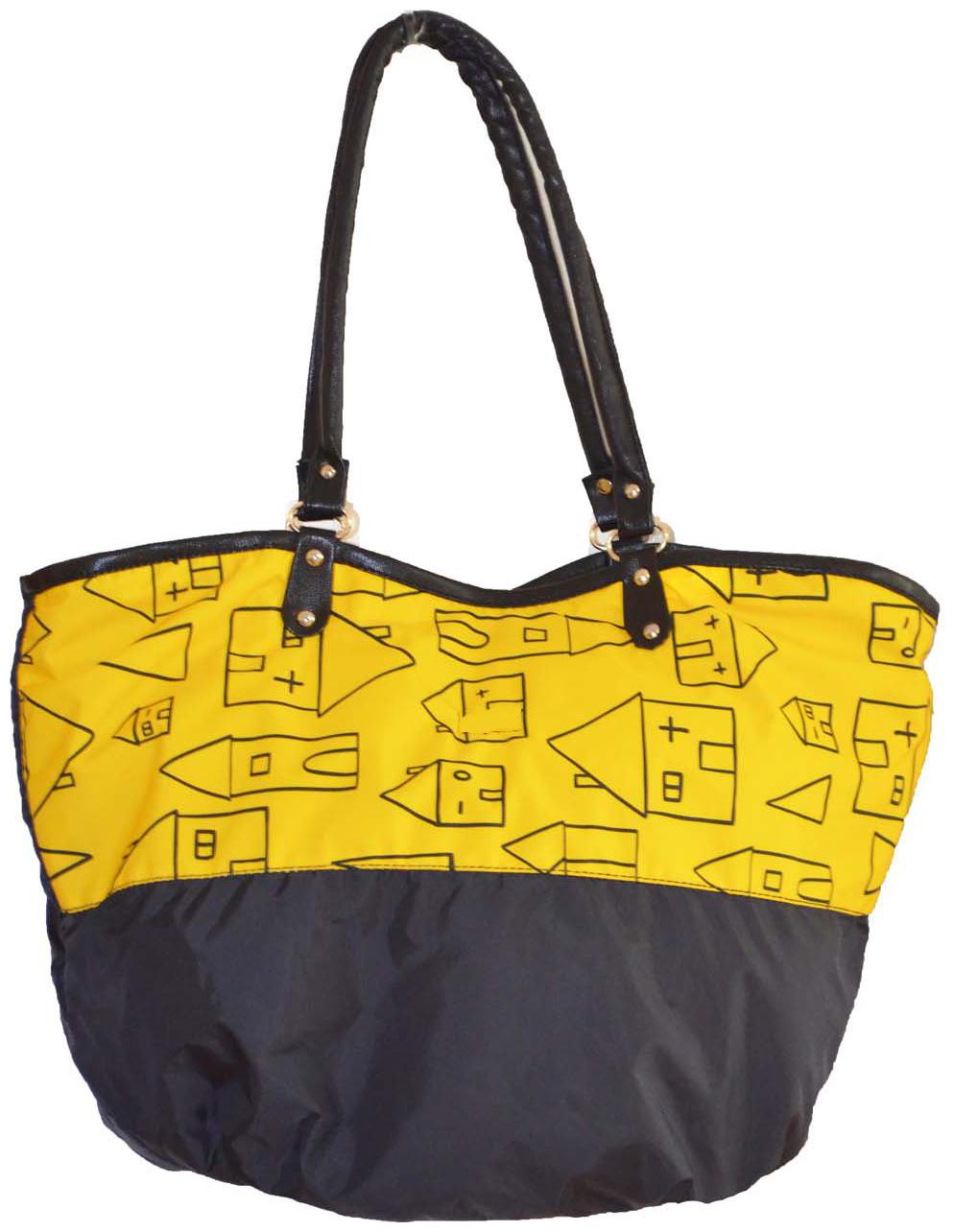 

JGSHOPPE Yellow Black Fabric Shoulder Bag