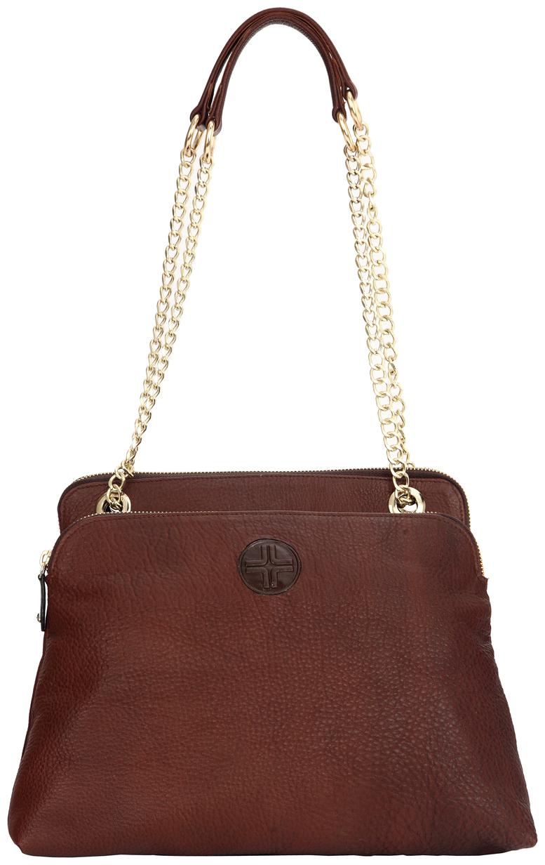 

JL Collections Womens Leather Brown Shoulder Bag