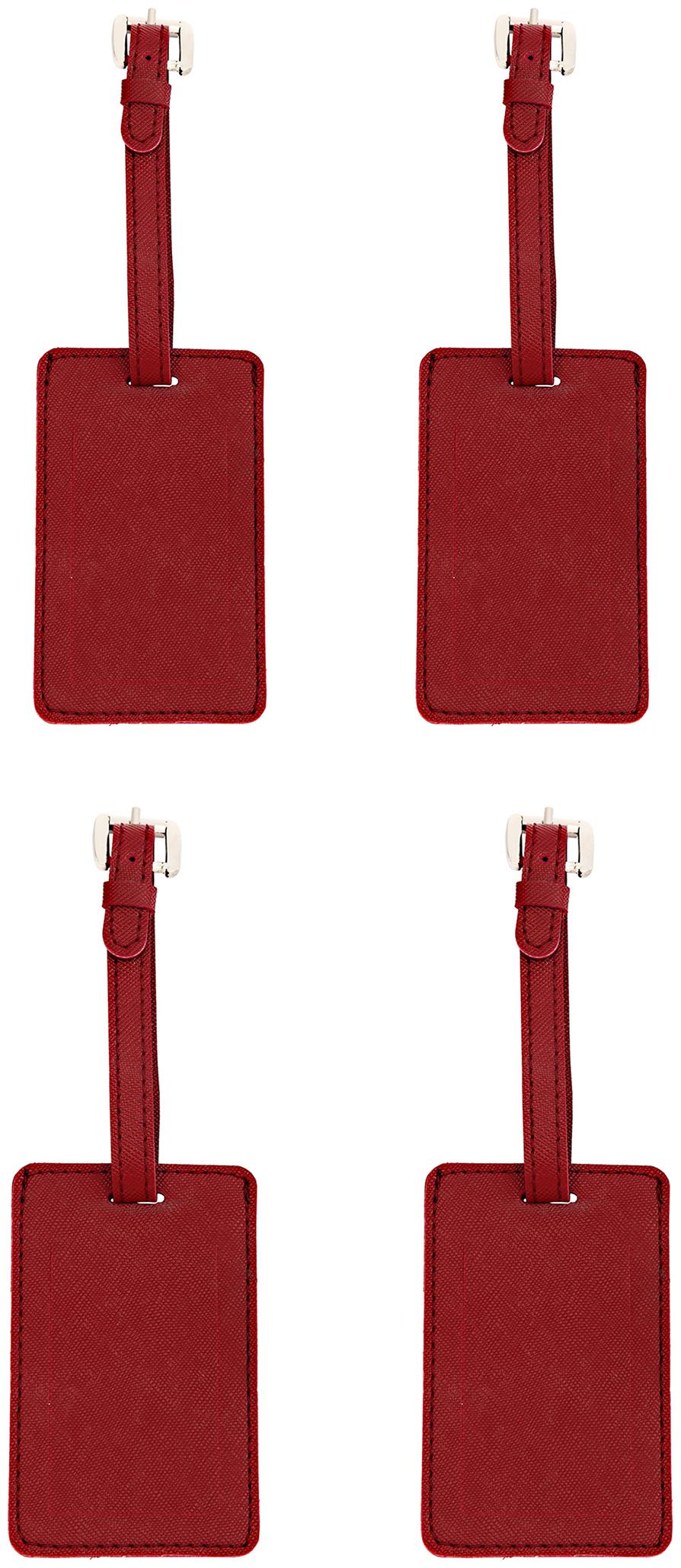 

JL Collections Polyurethane (PU) Red Luggage Tags for Suitcases and Bags - Best Gift for Travelers (Pack of 4)
