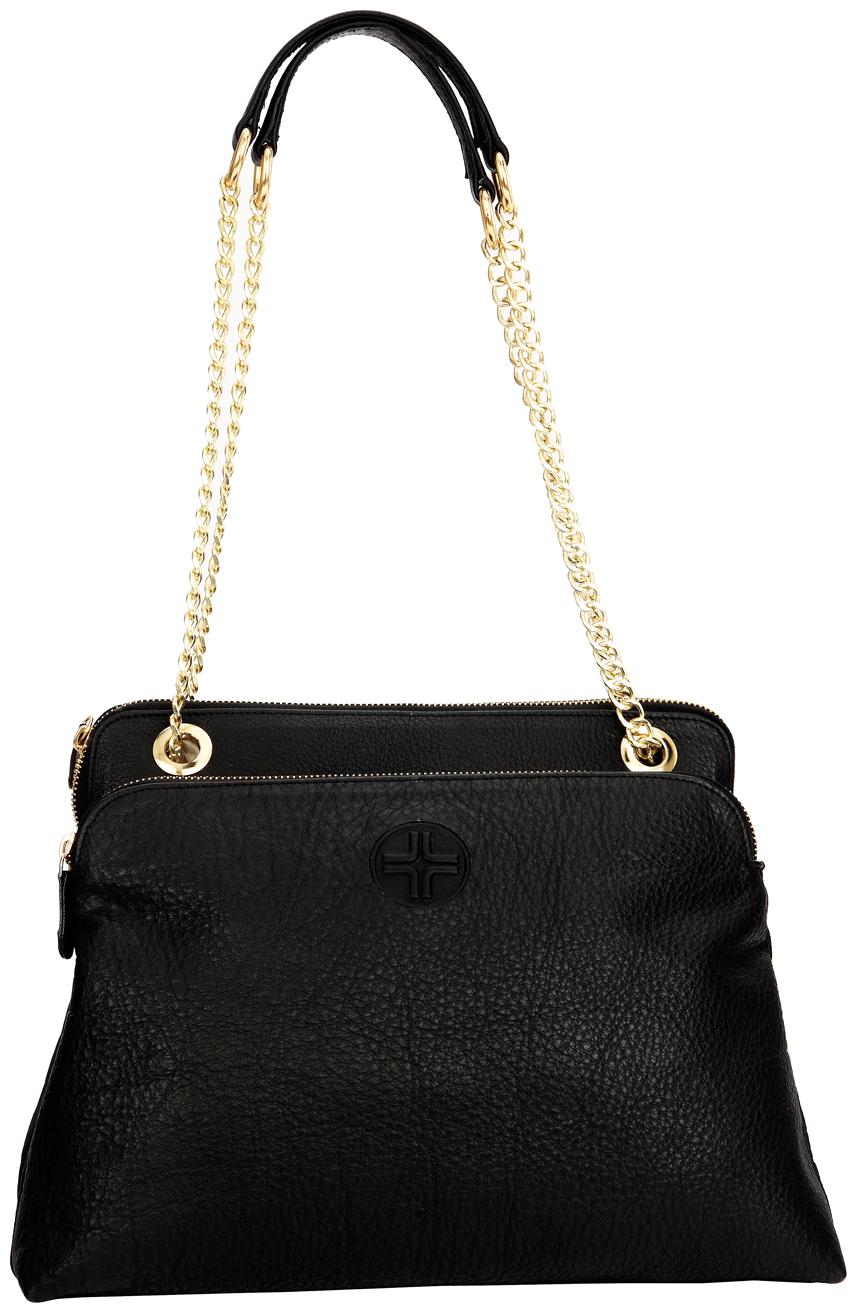 

JL Collections Womens Leather Black Shoulder Bag