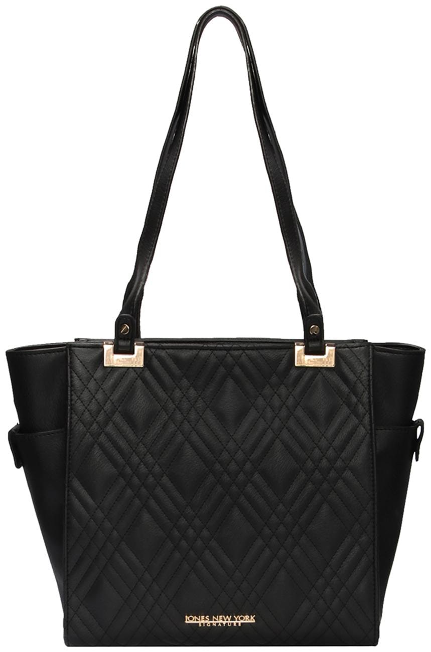 

Jones New York Women Solid Faux Leather - Tote Bag Black