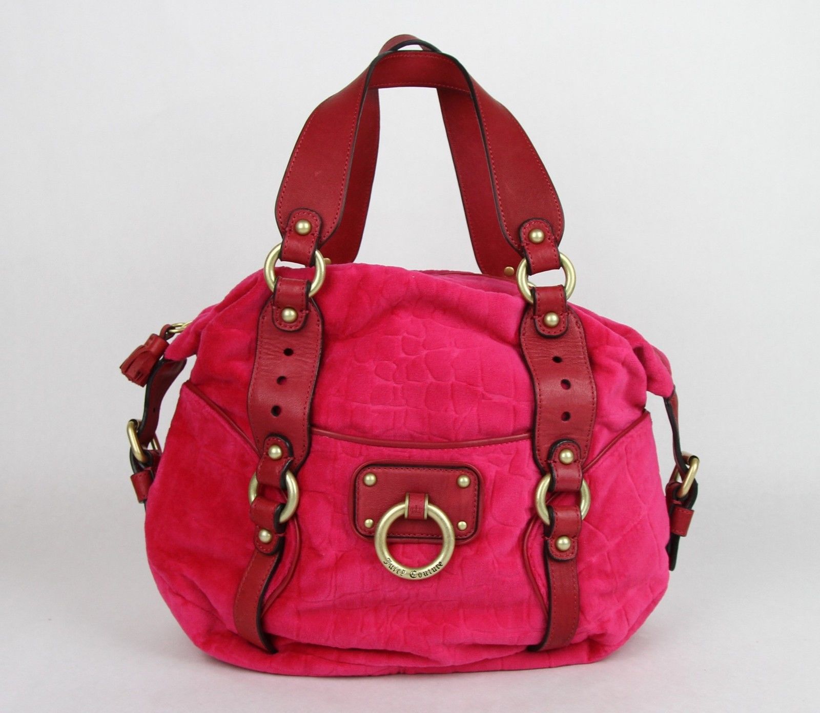 

Juicy Couture Croc-Embossed Velour Hot Pink Satchel Bag YHRU1826 949