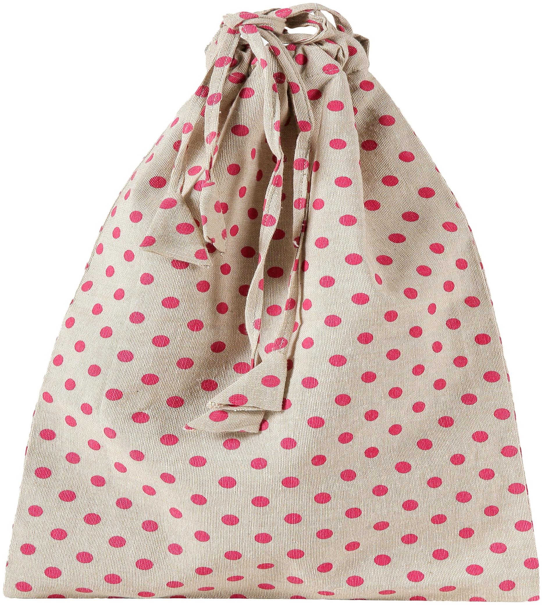 

KANYOGA Premium Quality 100 Cotton Printed Multipurpose Travel Shoe Bag (38 L x 23 W cm)-Beige Magenta Polka Dots