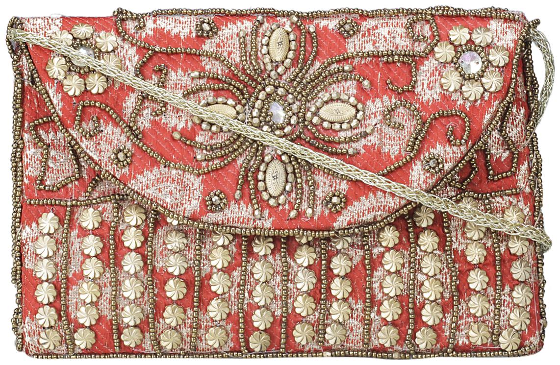 

Khadim s Women Red Fabric Clutch