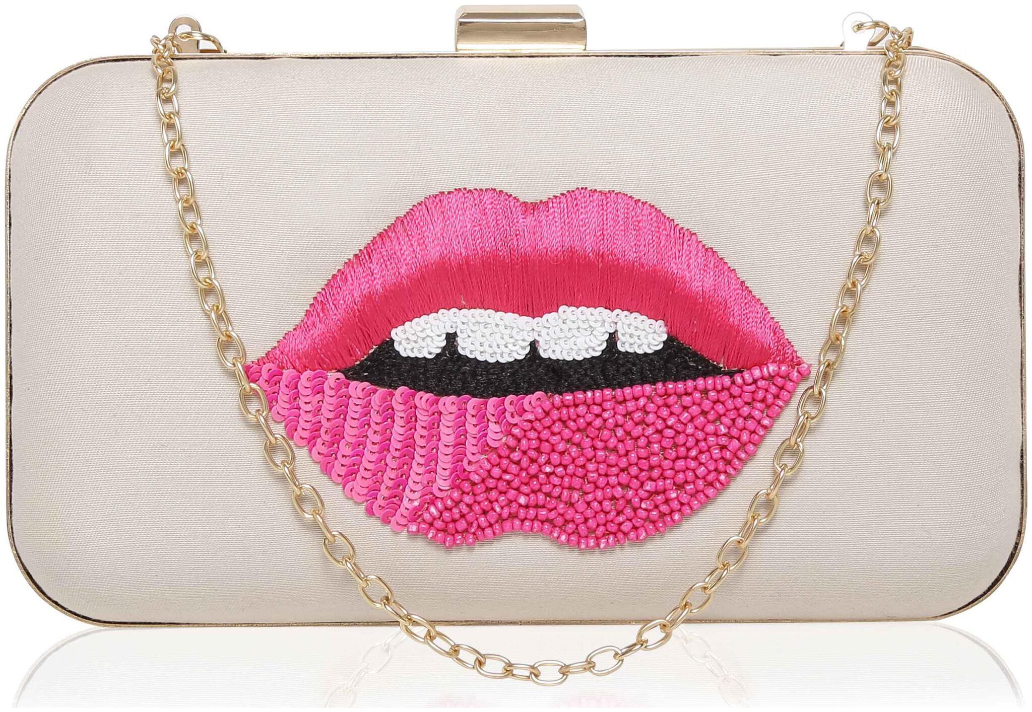 

Kleio Women White Metal Clutch
