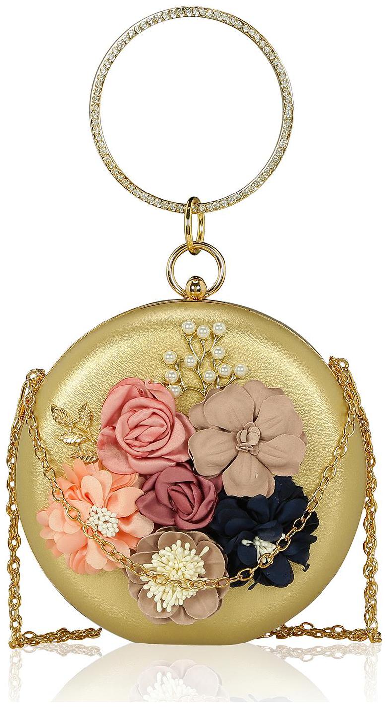 

Kleio Women Gold Metal Clutch