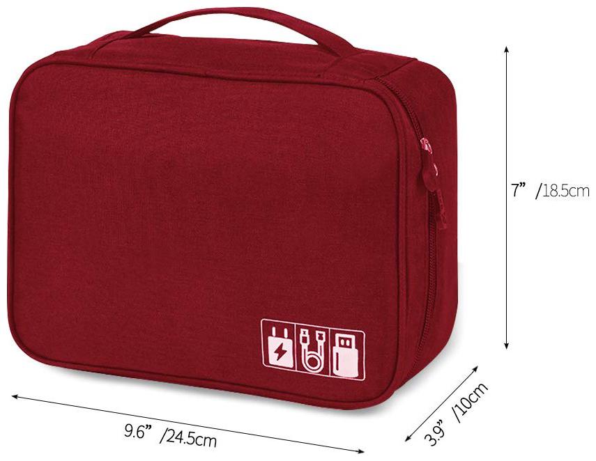 

KridhaCart Electronics Accessories Organizer Bag Universal Carry Travel Gadget Bag for Cables Plug and More Perfect Size Fits for Pad Phone Charger Hard Disk - Black (Maroon)