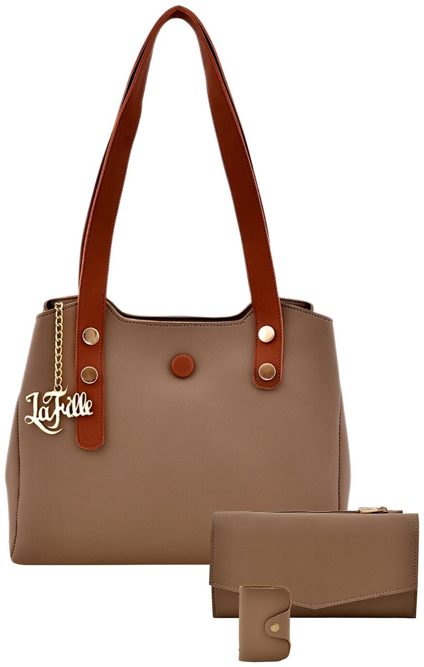 

La Fille Beige Faux Leather Handheld Bag