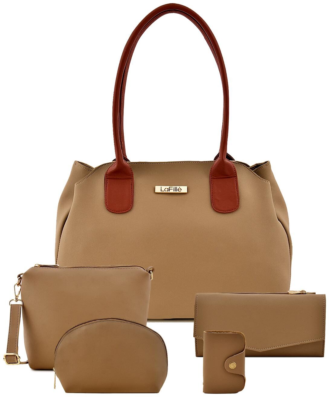 

La Fille Beige PU Handheld Bag