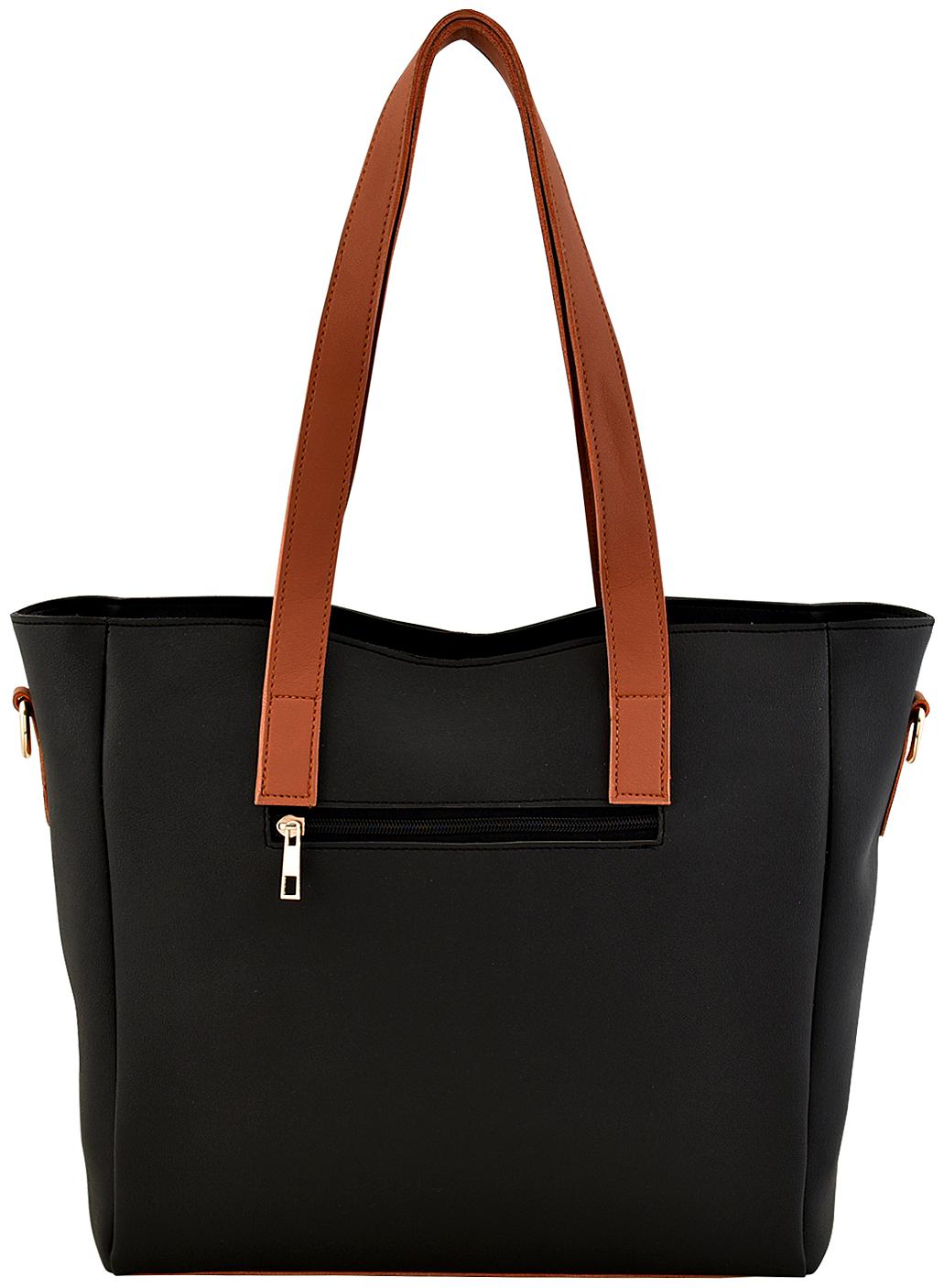 

La Fille Black Faux Leather Handheld Bag