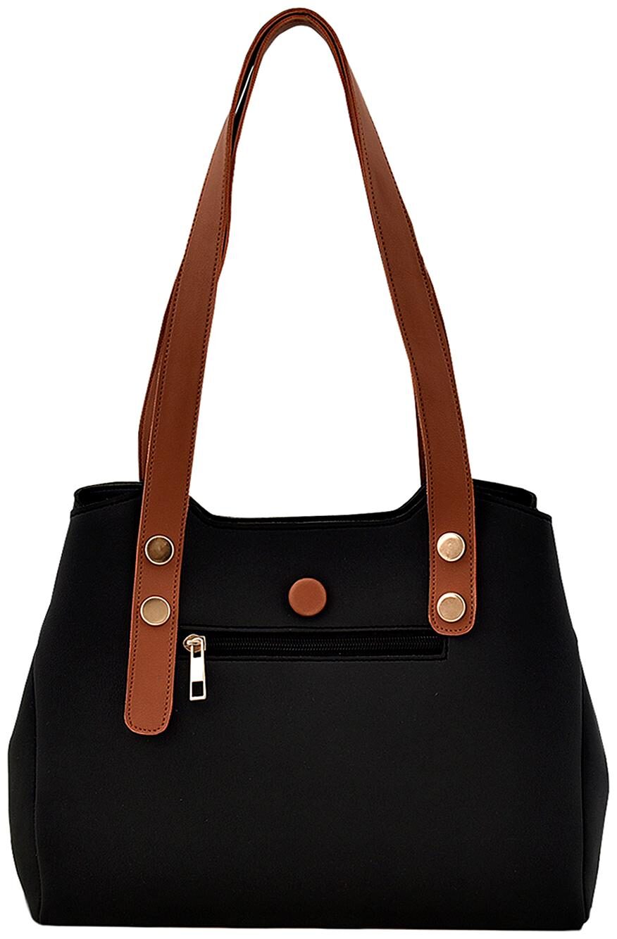 

La Fille Black Tan Faux Leather Handheld Bag