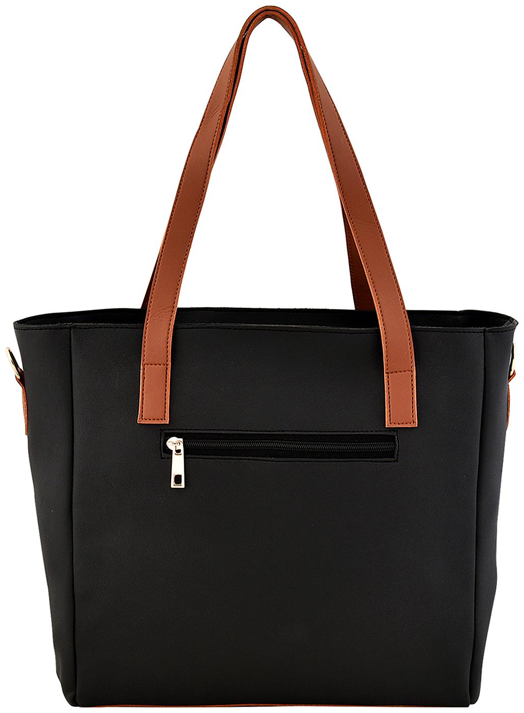 

La Fille Black Tan Faux Leather Handheld Bag