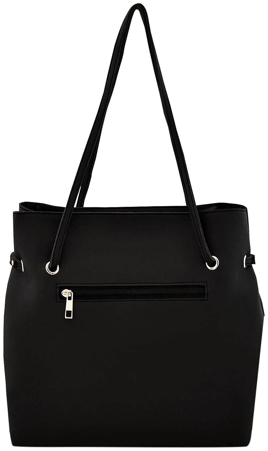 

La Fille Black Faux Leather Handheld Bag
