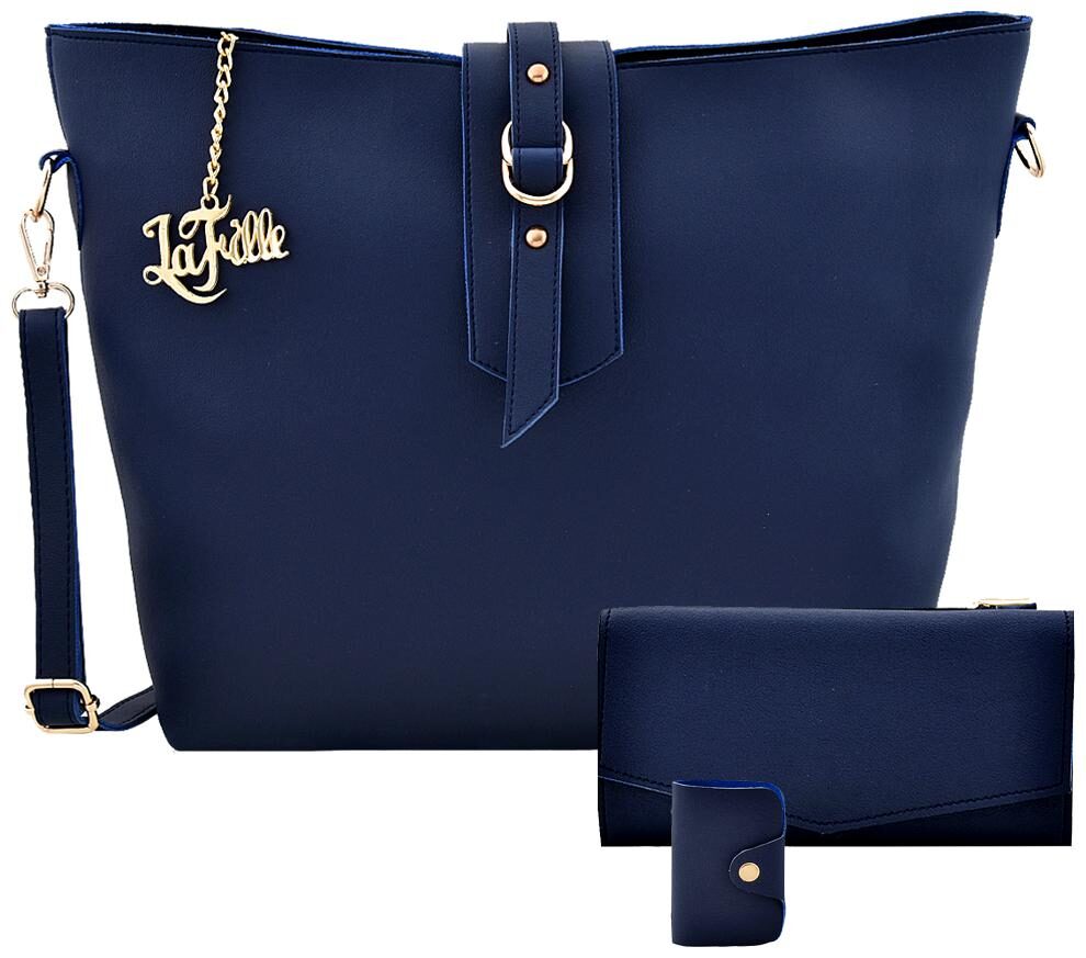 

La Fille Blue Faux Leather Handheld Bag