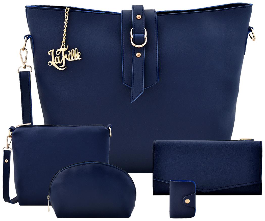 

La Fille Blue Faux Leather Handheld Bag