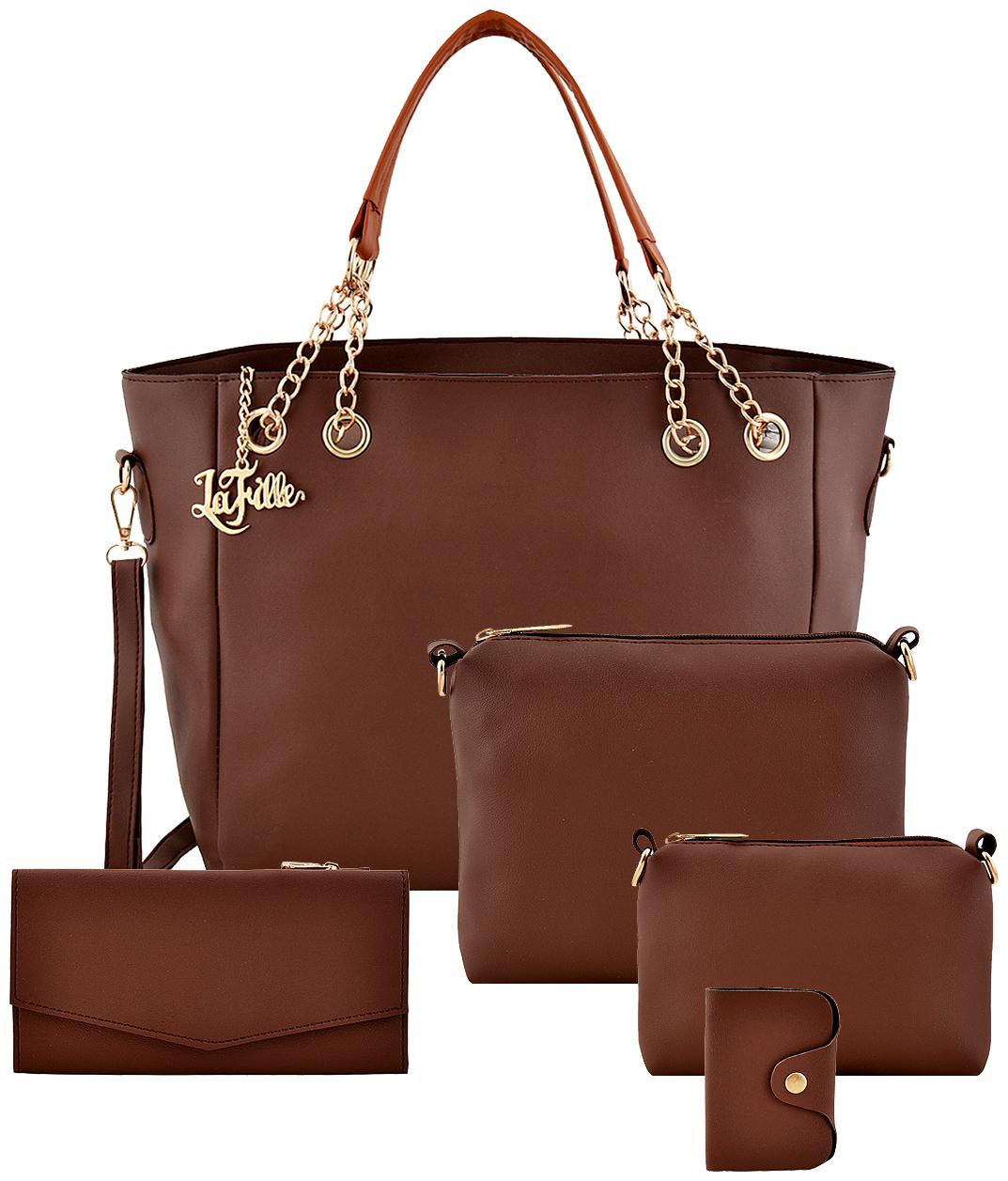 

La Fille Brown Faux Leather Shoulder Bag