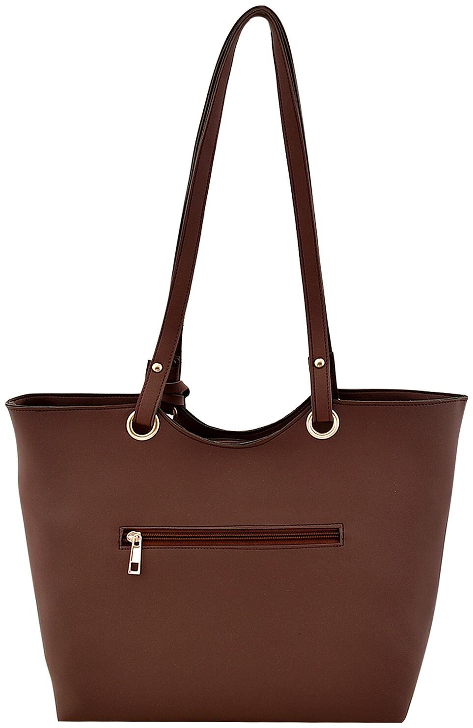 

La Fille Brown Faux Leather Handheld Bag