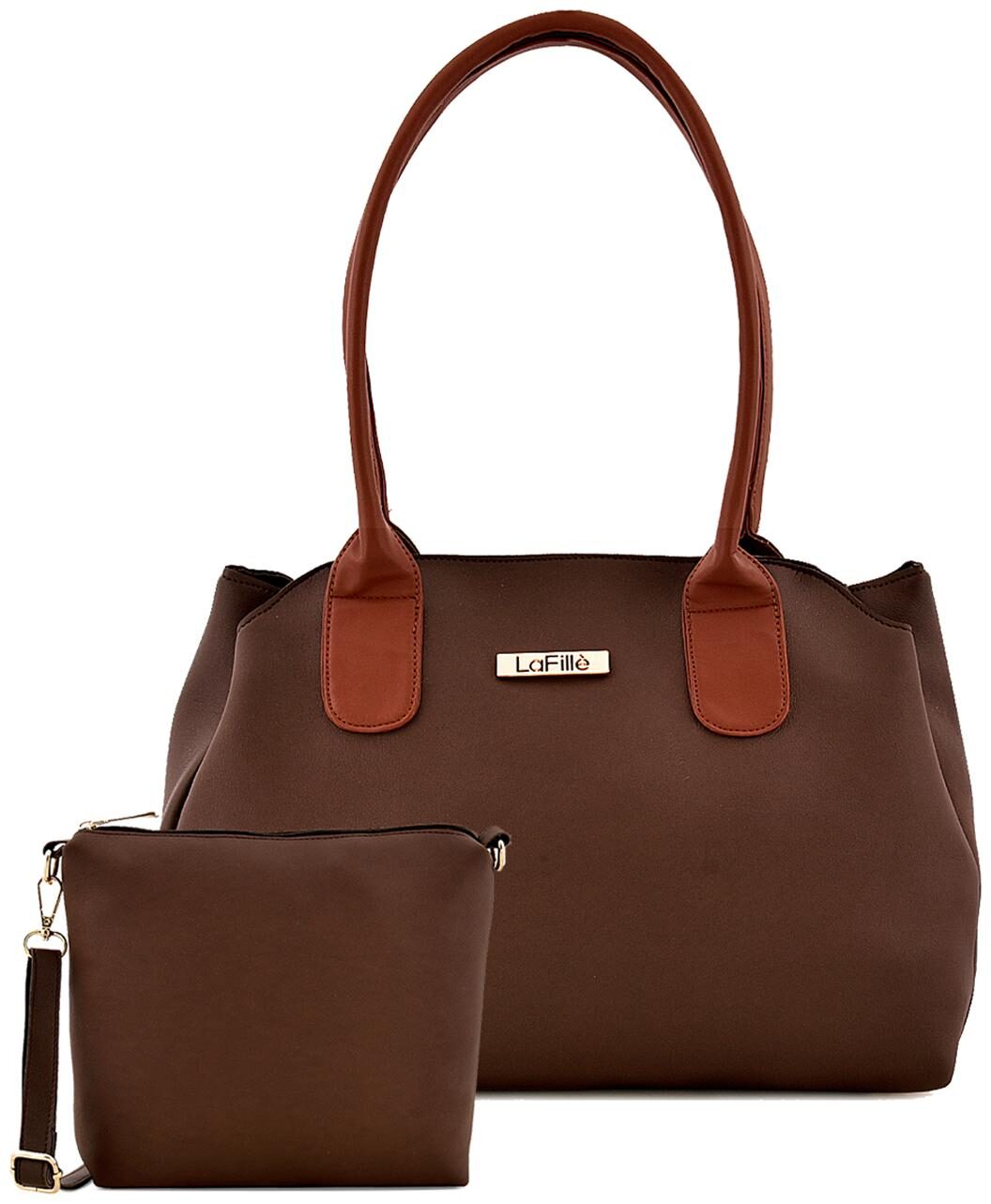 

La Fille Brown PU Handheld Bag