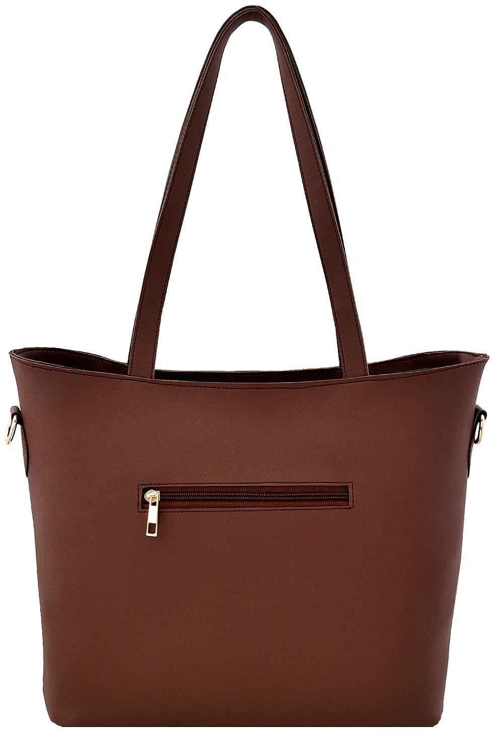 

La Fille Brown Faux Leather Handheld Bag