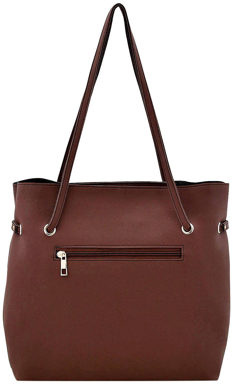 

La Fille Brown Faux Leather Handheld Bag
