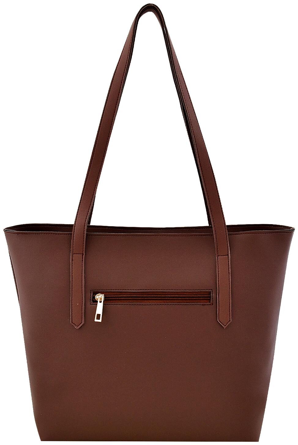 

La Fille Brown Faux Leather Handheld Bag