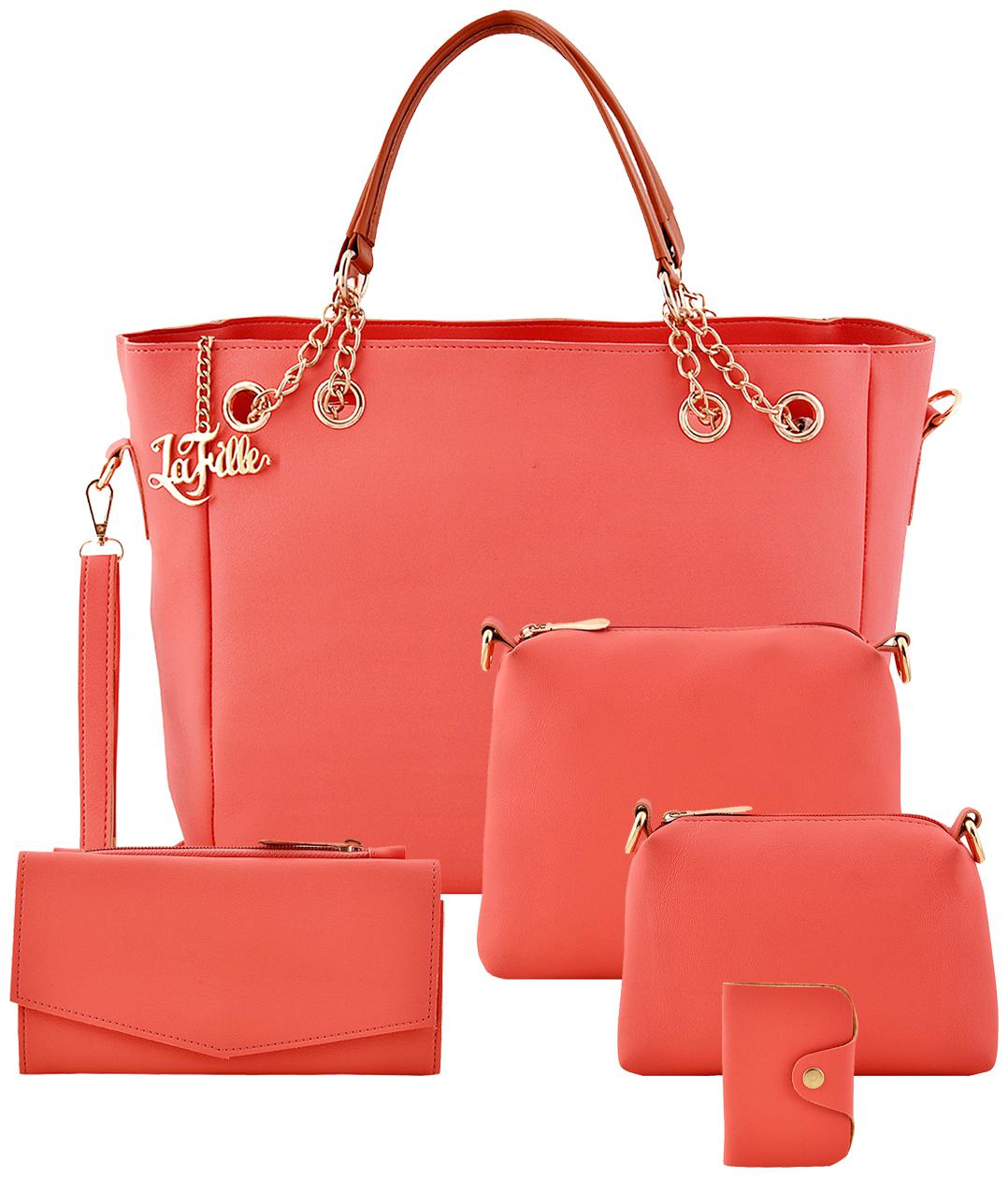 

La Fille Pink Faux Leather Shoulder Bag