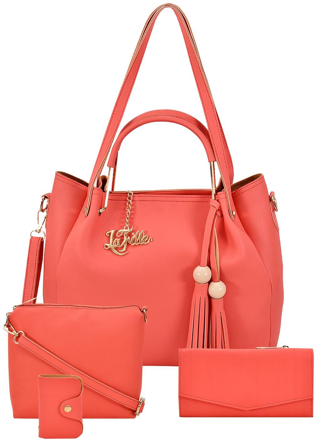 

La Fille Pink PU Handheld Bag