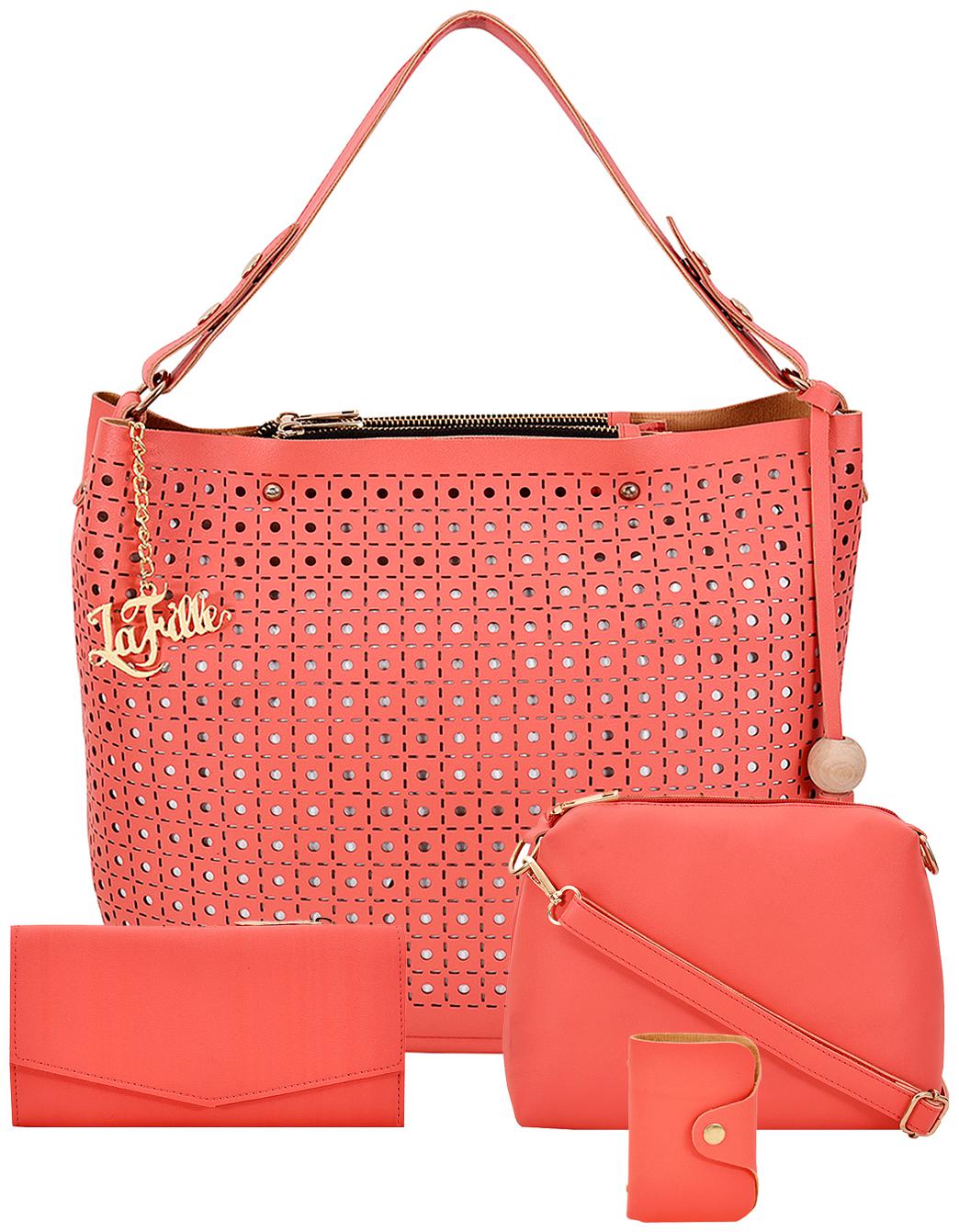 

La Fille Pink PU Handheld Bag