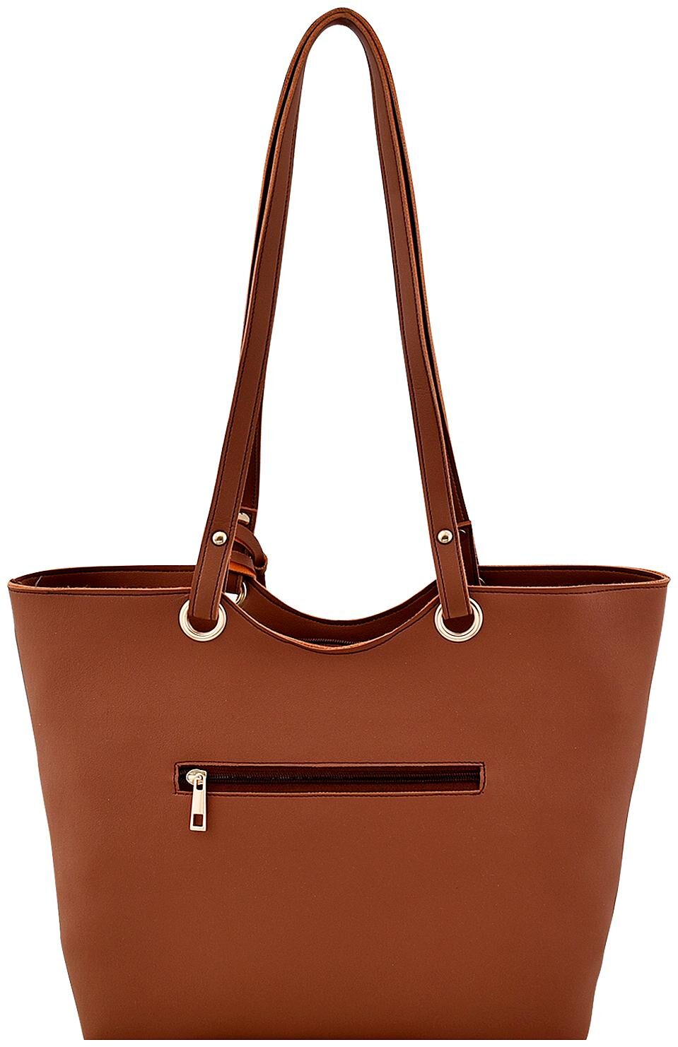 

La Fille Tan Faux Leather Handheld Bag