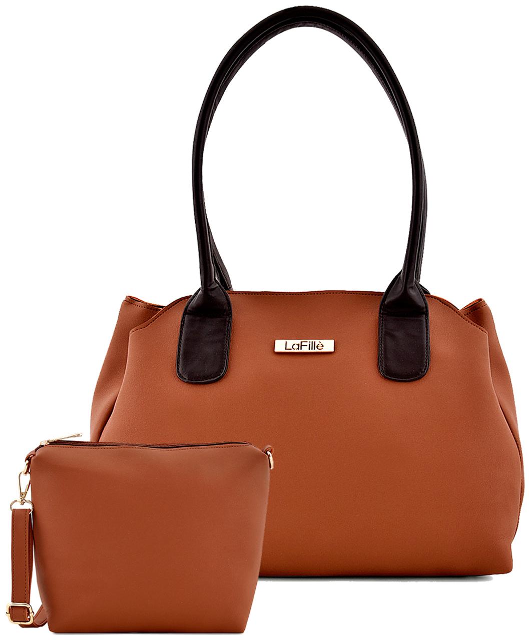 

La Fille Tan PU Handheld Bag