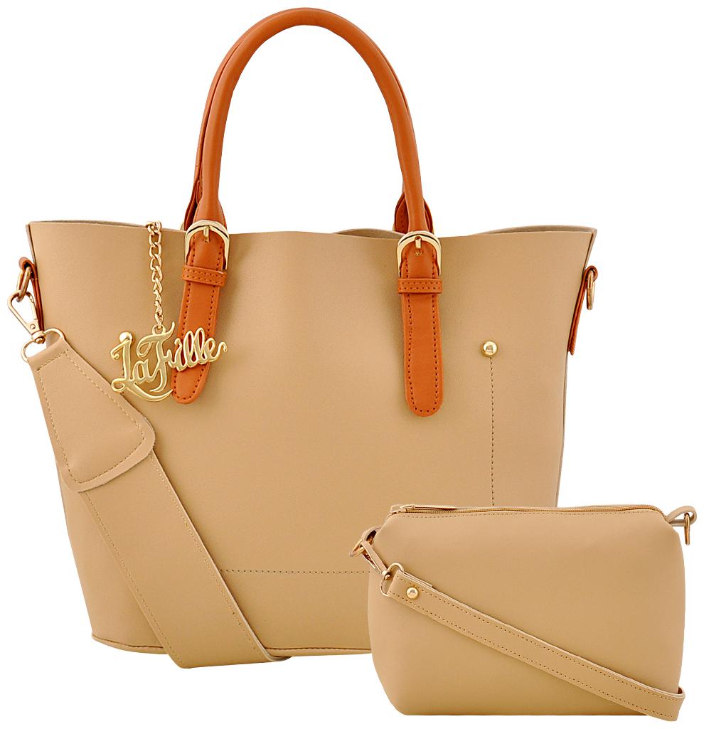 

La Fille Beige PU Handheld Bag