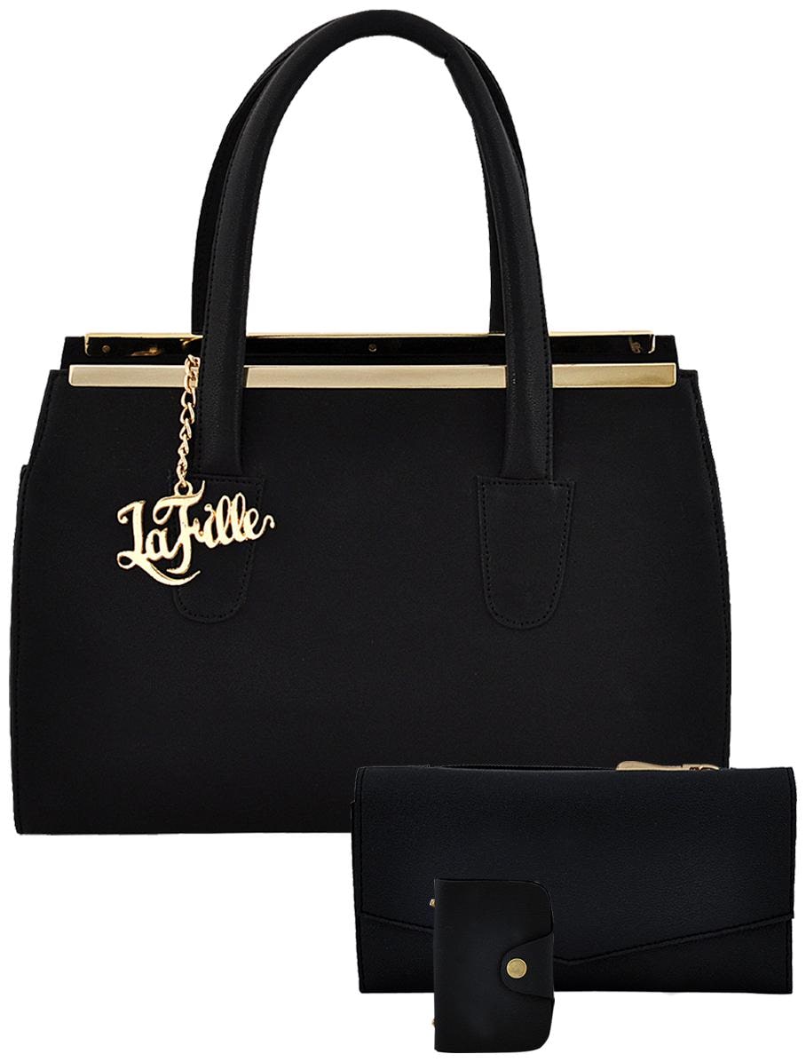 

La Fille Black PU Handheld Bag