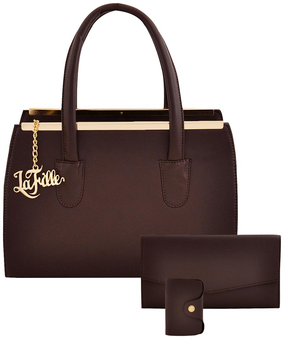 

La Fille Brown PU Handheld Bag