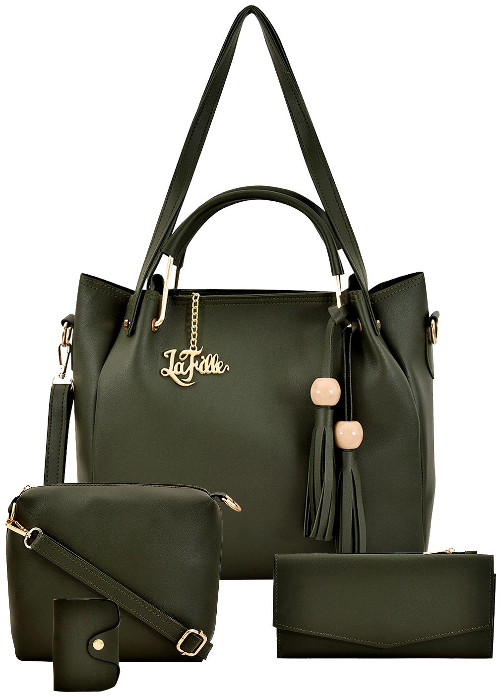 

La Fille Green PU Handheld Bag