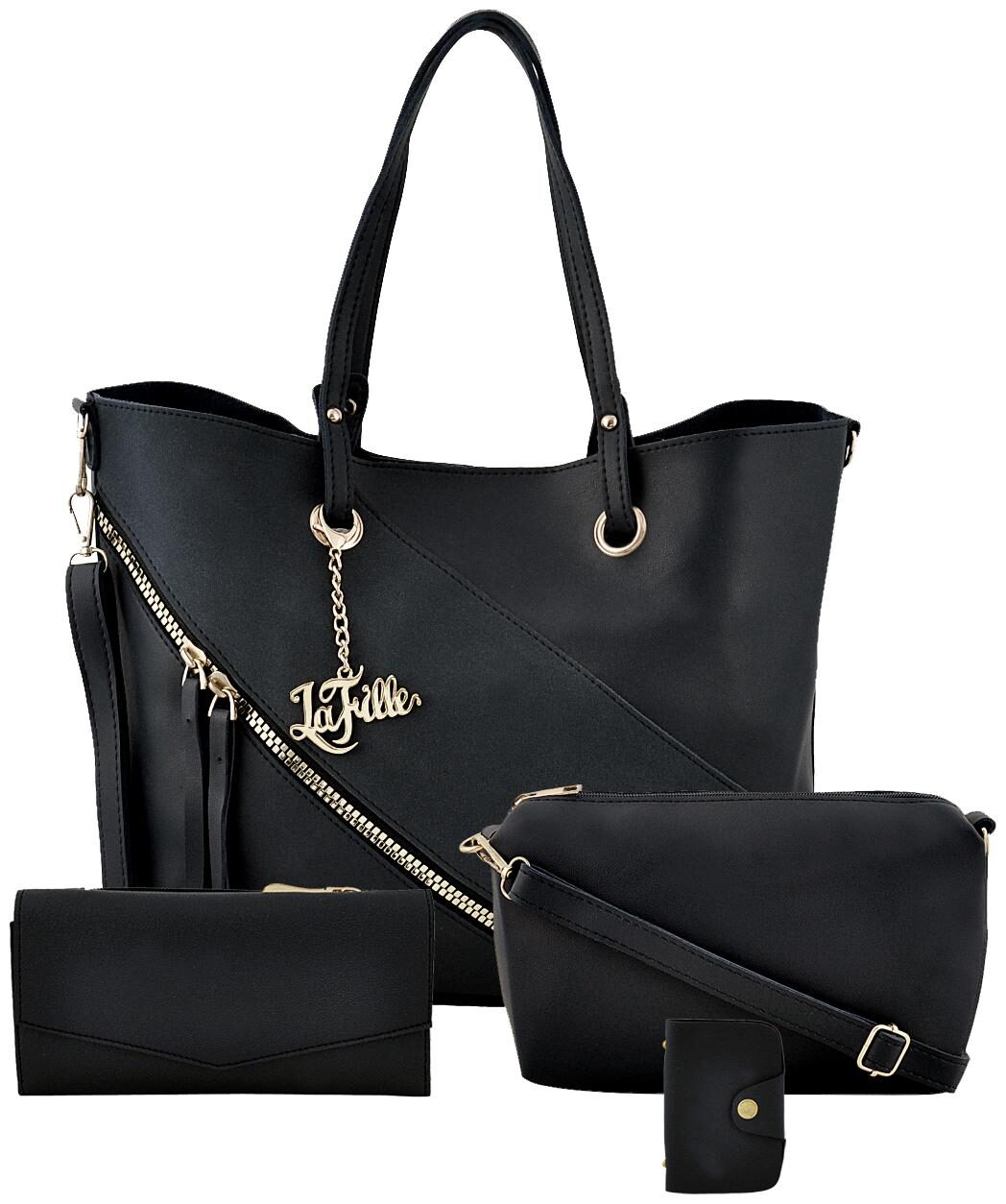 

La Fille Black PU Handheld Bag