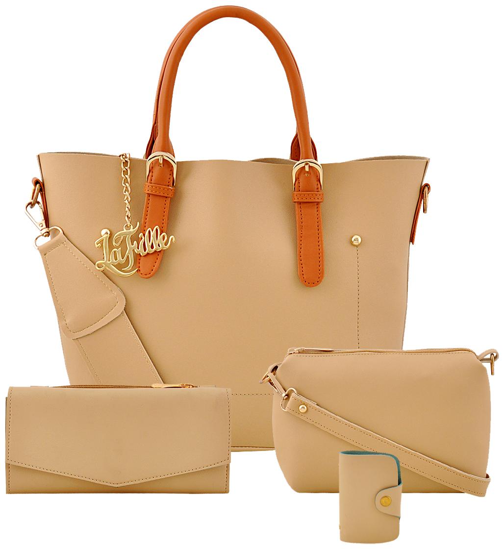 

La Fille Beige PU Handheld Bag
