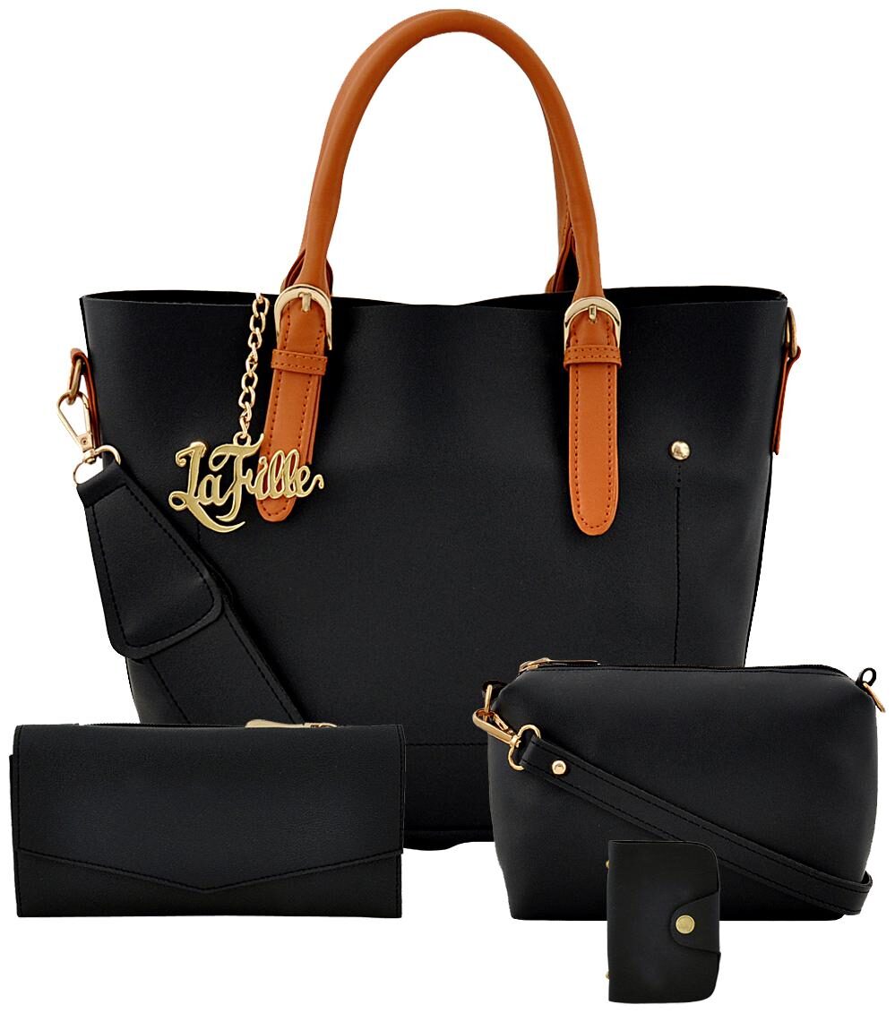 

La Fille Black PU Handheld Bag