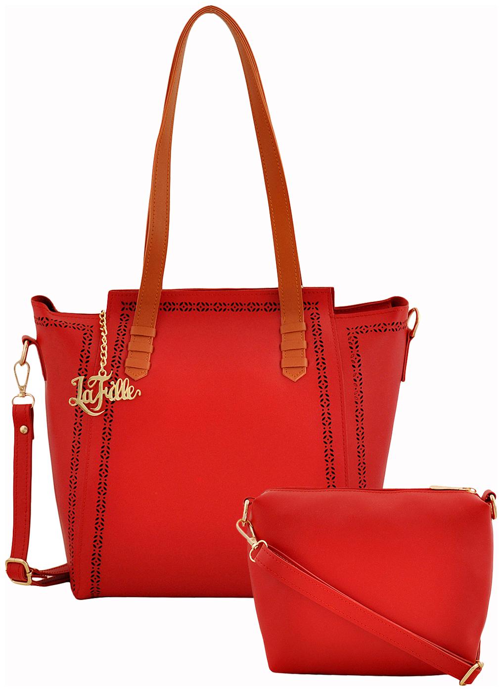 

La Fille Red PU Handheld Bag